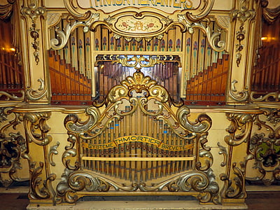 órgano, Herzeele, Flandes, tubos, Salón de baile, Rococo, decoración