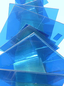 stiklo, Menas, skaidri, skulptūra, struktūra, mėlyna, objekto