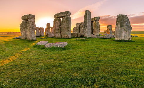 východ slunce, Stonehenge, starověké, obloha, Památník, krajina, orientační bod