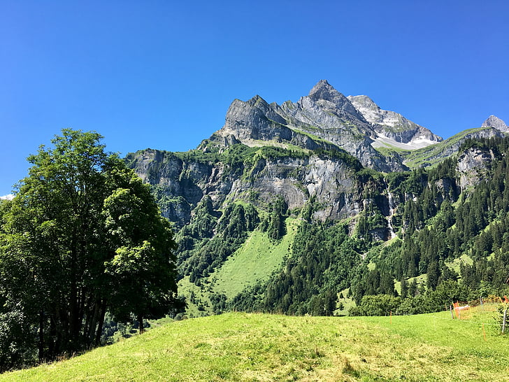 Hora, krajina, Glarus, léto, Příroda, nálada, alpské