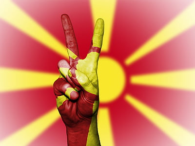 Macedonia, pokoju, ręka, naród, tło, transparent, kolory