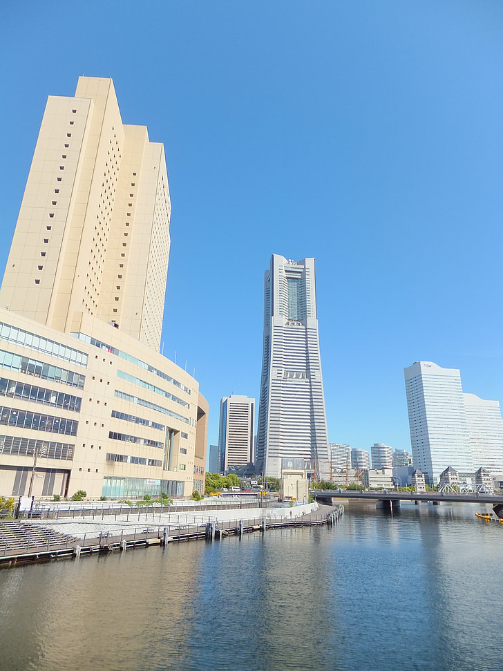 Minatomirai, kuma świata dworca Sakuragi-cho, Landmark tower, Drapacz chmur, Architektura, miejski scena, miejskich skyline