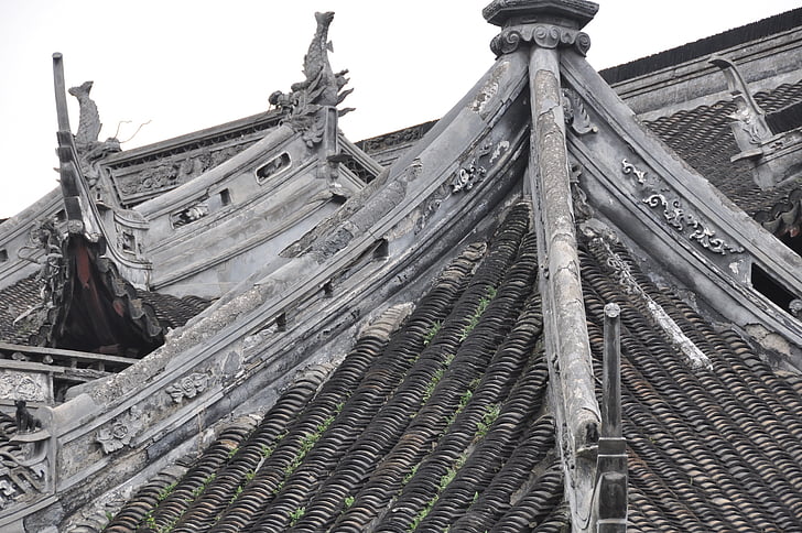 China, cidade velha, telhado
