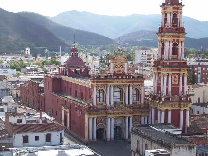 kyrkan, Argentina, staden, Sydamerika, salta, bergen
