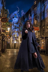 Harry potter-maailma, Universal orlando, Florida, nainen, magic stick