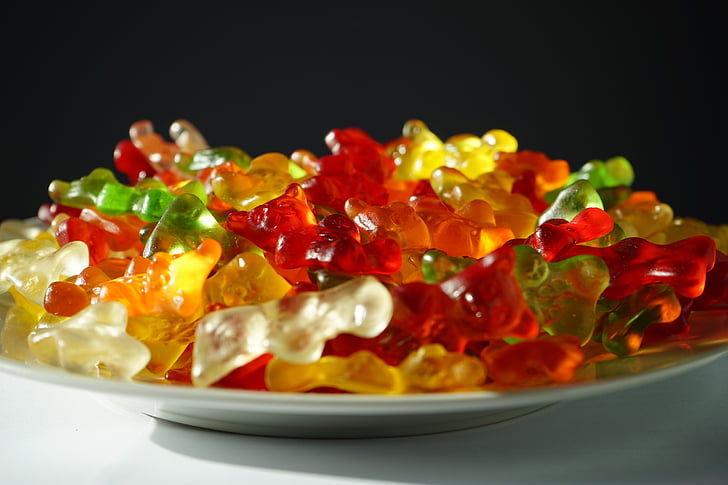 gummi bears, frukt tannkjøtt, Bjørn, sødme, fargerike, farge, gelatin