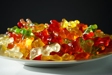 Gummi medvědi, ovocné dásně, medvěd, sladkosti, barevné, Barva, želatina