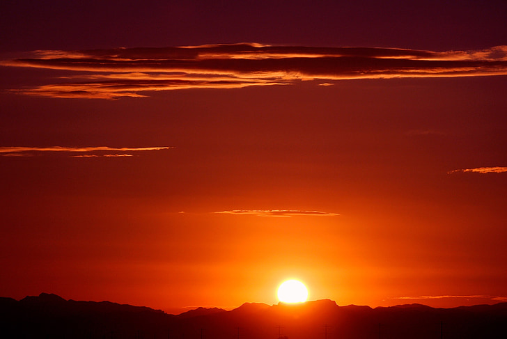 Arizona, zonsopgang, Bergen, zon, woestijn, landschap, natuur