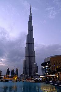 Dubaj, Burj kalifa, mesto, vodnjak, nebotičnik, arhitektura, stolp