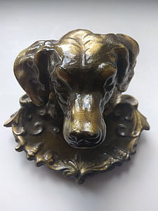 gos, metall, metall de gos, arqueta, bronze, Cendrer, retro