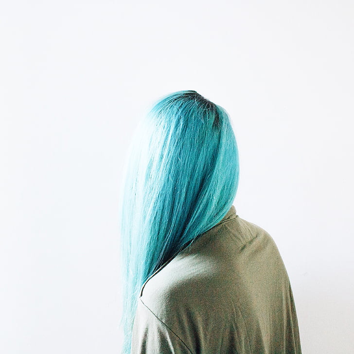 persoon, weergegeven:, blauw, Haired, vrouw, haar, blauwe haren
