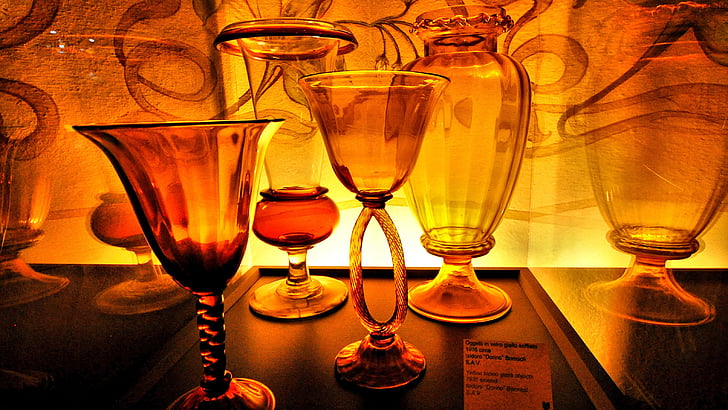 glas, rød, flaske, vase, transparenter