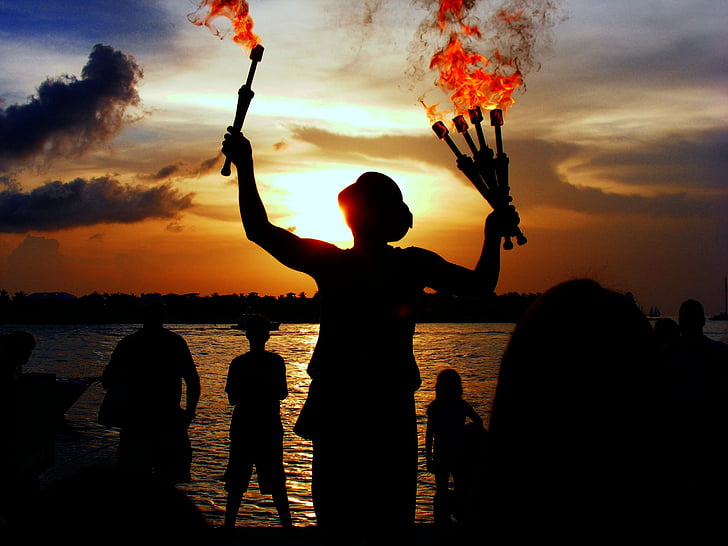 jongleur, artiste interprète ou exécutant, eau, mer, océan, à l’extérieur, feu