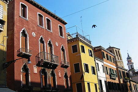 Венеция, Италия, дома, цвета, старые дома, Цветные, Архитектура
