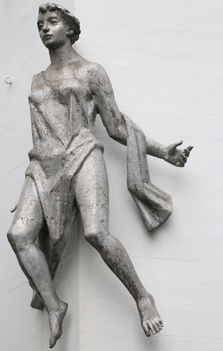 wall, statue, woman, clothing, expression