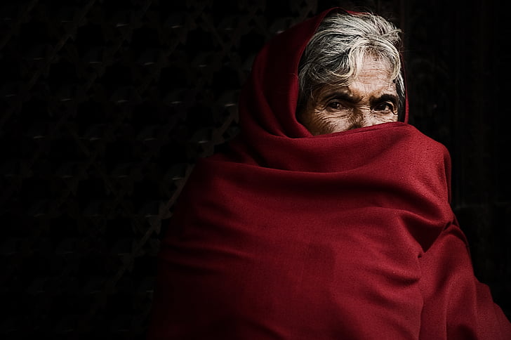 phụ nữ, Nepal, ông già, một người phụ nữ chỉ, chỉ có phụ nữ, màu đỏ, một người