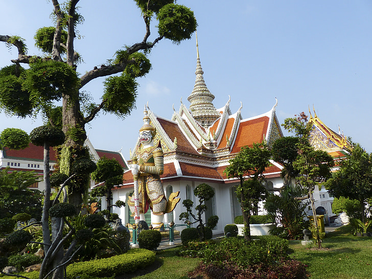 garden, temple, wat, arunrajwararam, thailand, landmark, travel