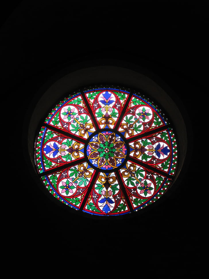 verde, bianco, rosso, ardesia, vetro, finestra della Chiesa, vetro macchiato