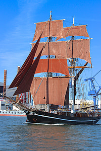 statek żaglowy, Historycznie, żagiel, statek, Rostock, morskie statku, żaglowiec
