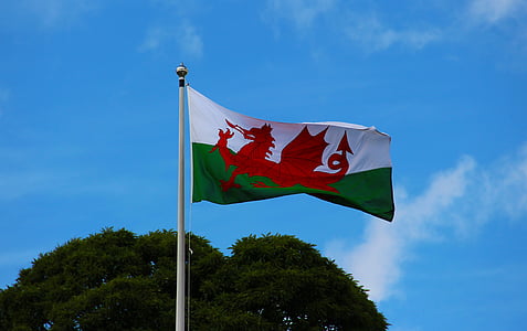 kõmri lipp, vimpel, Kõmri, Wales, lipp, banner, rahvas