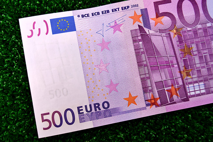 euro, 500, dollarbiljet, geld, valuta, papiergeld, 500 euro