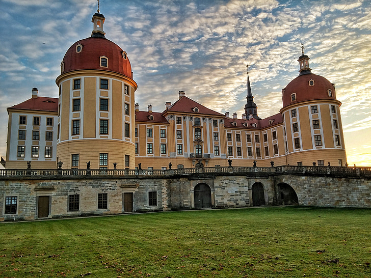 hrad, castle Moritzburg, Drážďany, Saska, Architektúra, Nemecko, Schlossgarten