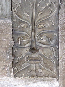 groene man, blad masker, decoratief element, beeldhouwkunst, steen, kerk, Dom
