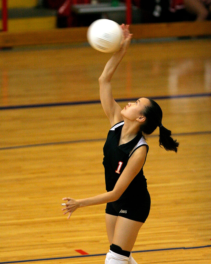 volleyball, spilleren, handlingen, jente, volley, hit, idrettsutøver