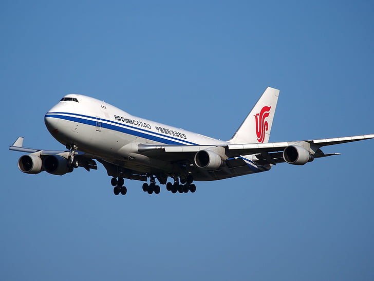 Boeing 747, Jumbo jet, Air china cargo, samolot, samolot, lądowanie, Lotnisko