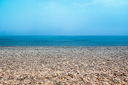 Playa, mar, las piedras, el sol, tiempo en, días de fiesta, Grecia
