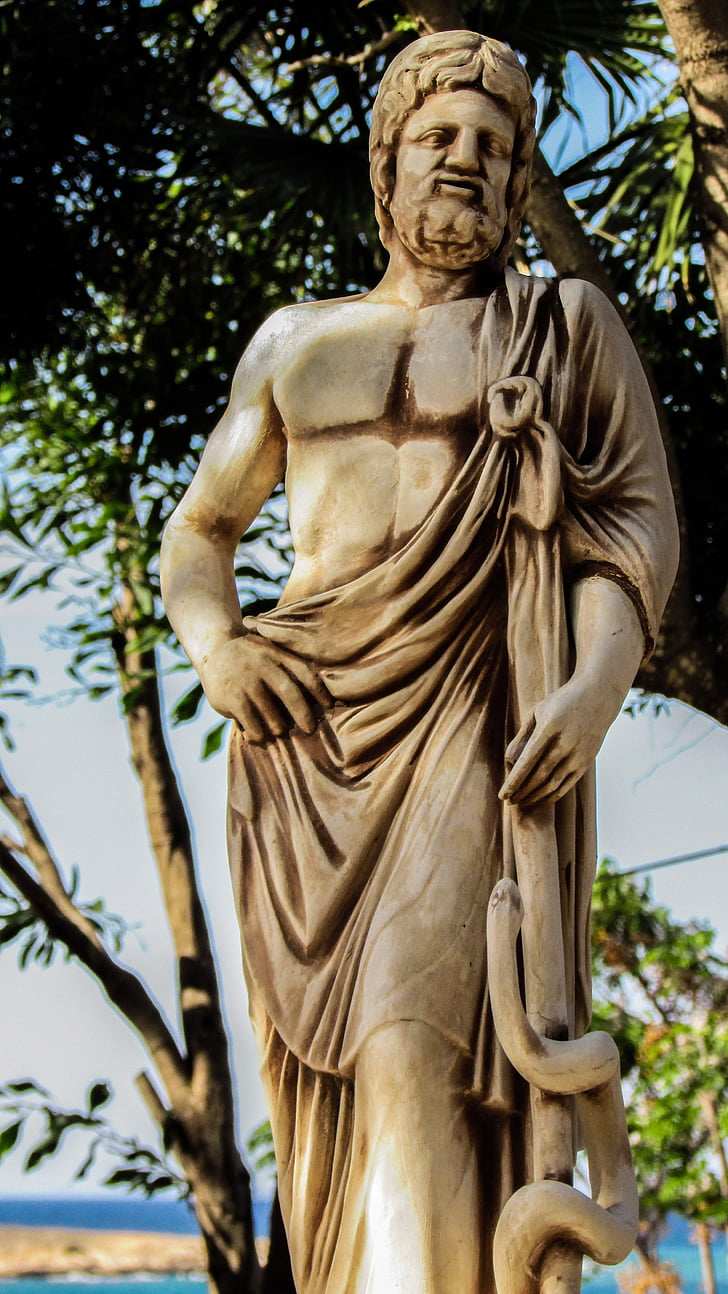 Asklepios, Gud, medicin, antikens Grekland, skulptur, Cypern, Hotel