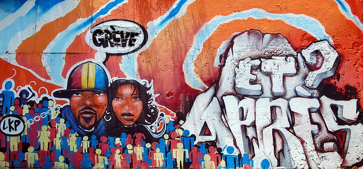 Street art, graffiti, freskók, művészeti és kézműves, fal - épületben, spray festék, kreativitás