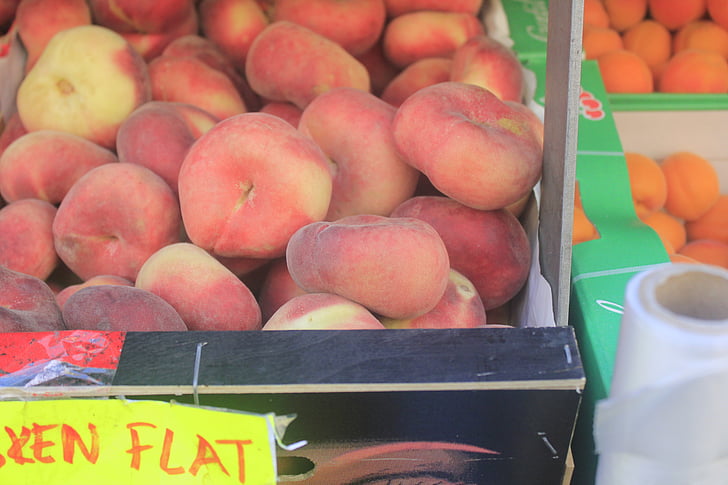 peach, flat peach, flat, square peach, unripe peaches, fruit, sell