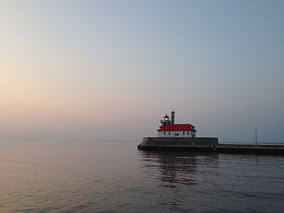 Duluth, Lighthouse, ljus hus, Minnesota, Lake superior, sjön, hamnen