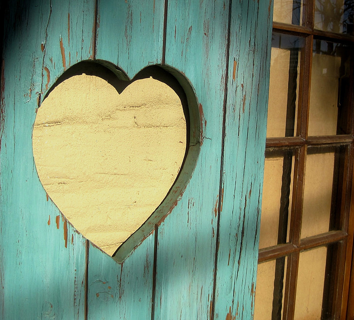 cutout, heart, shutter, wood, mint green, love, shape