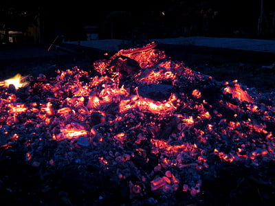 embers, fire, flame, hot, campfire, wood, brand