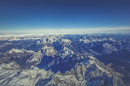 aerial view, cold, landscape, mountain peak, mountain range, mountains, nature