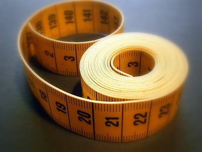ruban à mesurer, mesure, prendre des mesures, nombre, chiffre, lové, centimètres