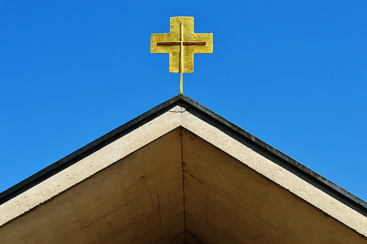 kerk, dak, het platform, Kruis, gebouw, Christendom, religie