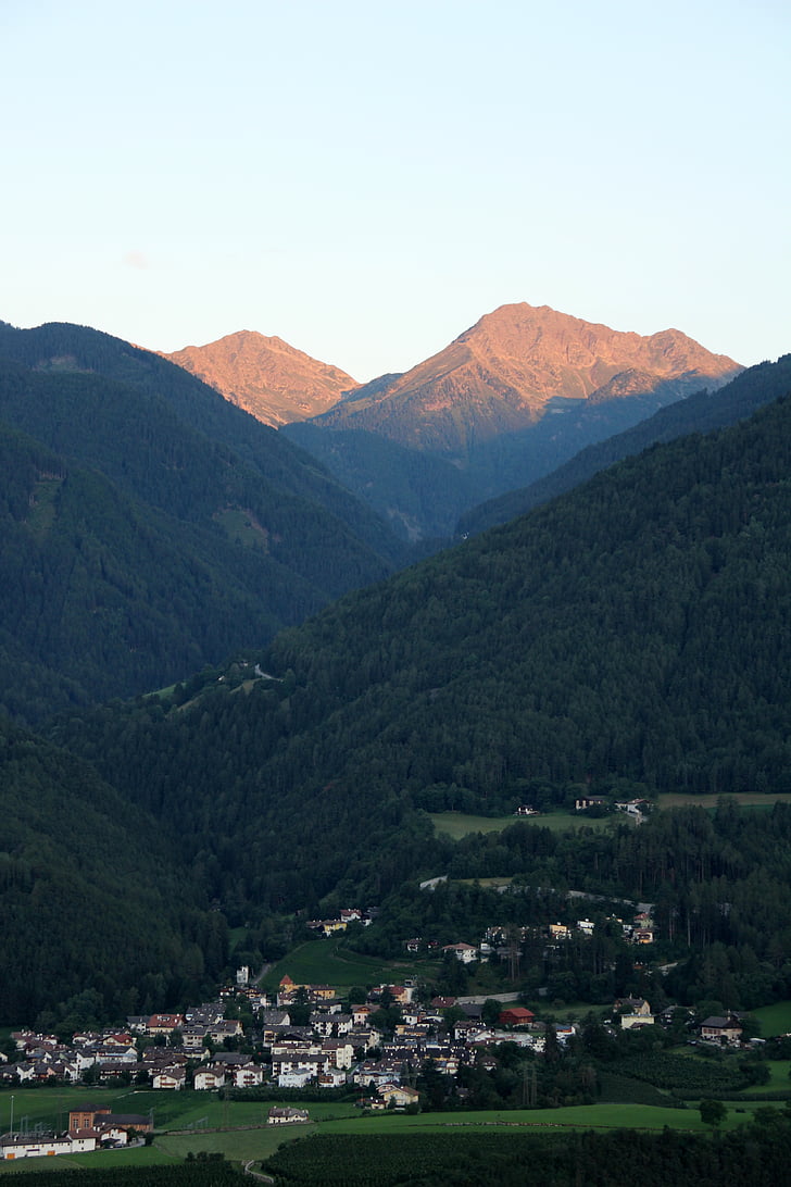 montanhas, vila, Alpina, Tirol, Alm, Itália, montanha