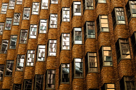 marrón, claro, vidrio, ventana, panel de, edificio, edificios