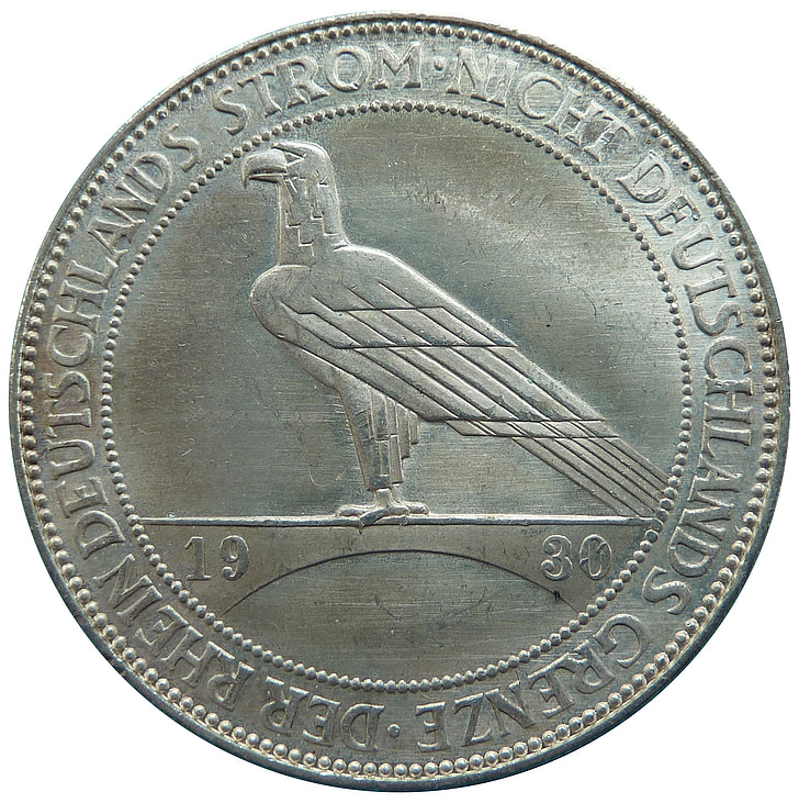 reihsmarka, rhinelands izcirtumu, Veimāras republika, monētas, nauda, numismātikas, valūta