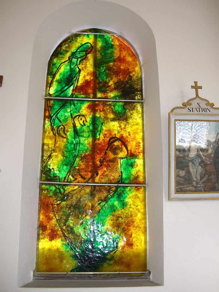 fenêtre en verre, artiste bernard chardon, Cress, Chapelle