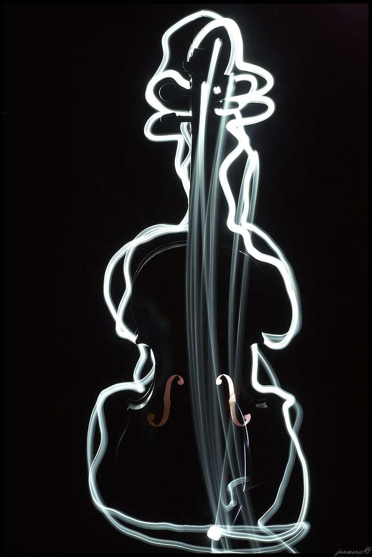 violin, music, painting with light, musical instruments, art, sound, soft light