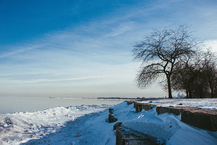 paisaje, Fotografía, nieve, cubierto, superficie, cerca de, cuerpo