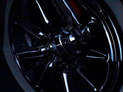 Harley davidson, moto, ruota anteriore, bicromato di potassio, splendente, nero