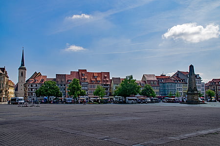 katedrális tér, Erfurt, Türingia-Németország, Németország, óváros, régi épület, Nevezetességek