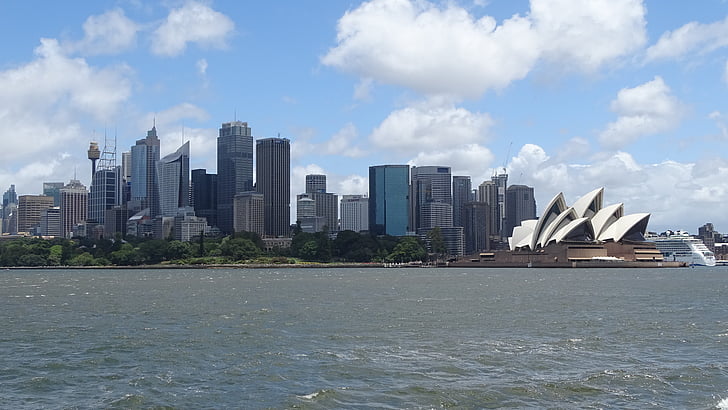 Sydney, opery, Austrálie, Sydney harbour, Sydney opera house, mrakodrap, městské panorama