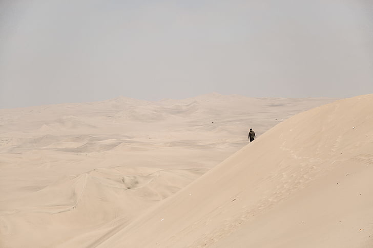 hombre, desierto, durante el día, Trek, Duna, naturaleza, Scenics