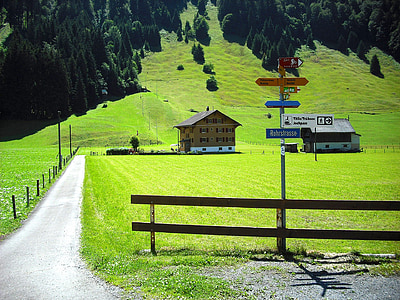 Engelberg, Suiza, Scenic, Turismo, Casa, Prado, casa en montañas